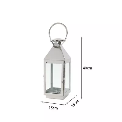 Buy Hurricane Floor Lantern Metal Glass Candle Holder Garden Wedding Windproof Decor • 20.99£