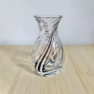 Buy Caithness Glass Bud Vase Purple Swirl Transparent Vintage Scotland 11cm • 17£