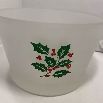 Buy Vintage Frosted Indiana Glass Holly Berry Ice Bucket/Bowl • 14.14£