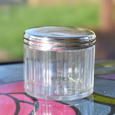 Buy Vintage Chrome Lidded Glass Trinket Pot Bottle • 12.90£