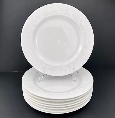 Buy Martha Stewart VINTAGE ROSE White Dinner Plates (8) Embossed Floral 11  • 96.04£