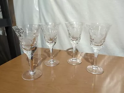Buy Royal Brierley - English Hand Cut Fuchsia Pattern Wine Glasses (Set Of 4 ) Mint • 94.95£