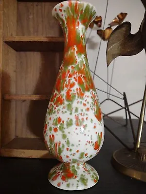 Buy 1970’s Vintage Orange & Avocado Green Glazed Ceramic Bud Vase 6 1/2  • 12.31£