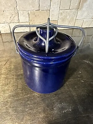 Buy Vintage Cobalt Blue Ceramic Container Stoneware Crock Sugar Flour Etc • 14.47£