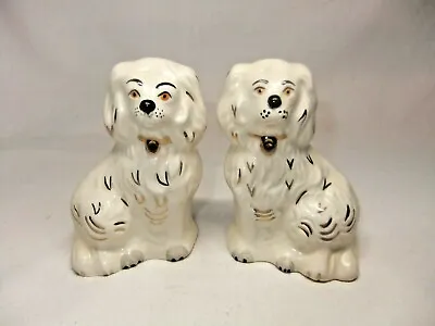 Buy Beswick Wally Mantle Fireplace Dog Spaniel Pair Of Small White Gold Dogs 1378-7 • 39.99£