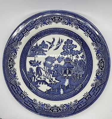 Buy Vintage Churchill Blue Willow 10  Porcelain Dinner Plate Staffordshire England • 10.57£