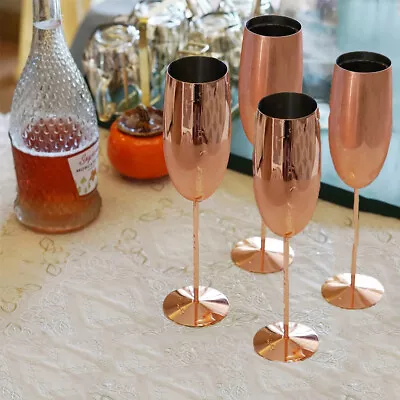 Buy Champagne Glasses Flutes Prosecco Flutes Stainless Steel Christmas Xmas Gift New • 32.89£