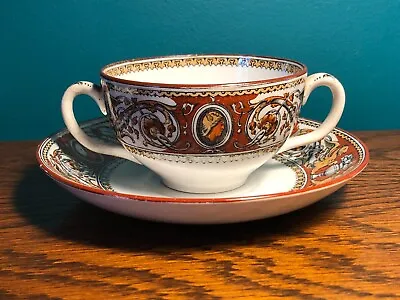 Buy Elegant Antique Mintons 'Florentine' Pattern Bone China Two-Handled Cup & Saucer • 18.99£