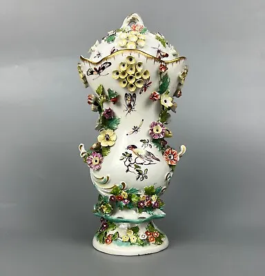 Buy A Rare Chelsea (c.1760) Rococo Frill Vase & Cover Painted W/ Birds And Insects. • 495£