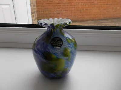 Buy Handmade Guernsey Studio Glass Blue/green/mauve Vase • 9.99£