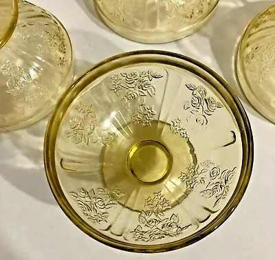 Buy Vintage 1930s Yellow Depression 4 Custard Fruit Dishes Sharon Federal Glass   • 22.86£