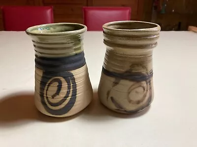 Buy 2 Moffat Pottery Stoneware Vases In Perfect Condition With Abstract Decoration • 8£