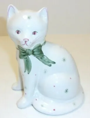 Buy Rye Pottery Made In England Cat Figurine With Green Bow  • 18.97£