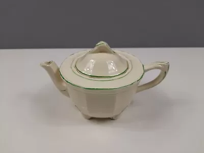 Buy Small Alfred Meakin Tea For One Teapot - Cream With Green Edging - 11 Cm • 8£