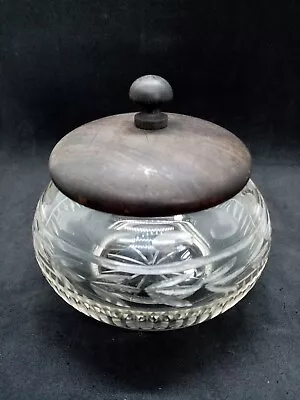 Buy Vintage Cut Glass Vanity Jar With Ebony Lid.  • 15£