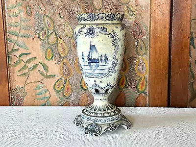 Buy Antique Royal Bonn Delft Pottery Blue White Earthenware Vase Franz Anton Mehlem • 239.76£