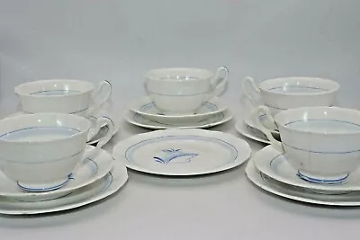 Buy Vintage ADDERLEY Bone China Lunch Set Of 5: Tea Cup, Saucer And Plate, England • 37.94£