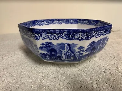 Buy Antique George Jones Abbey Ware Blue And White Transfer Octagonal Pottery Bowl • 20£
