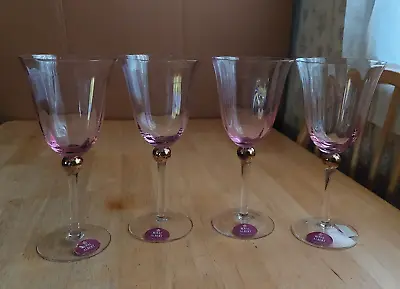 Buy 4 - Royal Albert Old Country Roses Formal Goblets Crystal Stemware Pink W/Gold • 96.30£