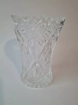 Buy Vintage  Crystal Cut Glass Saw Tooth Edge Vase Boho Maximalist  Heavy 6 Inches  • 12.99£