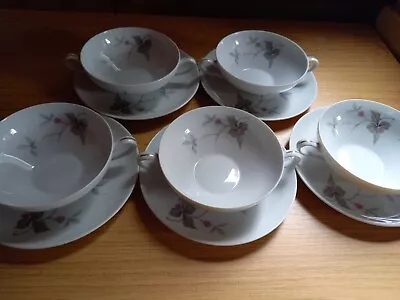 Buy 5 X Vintage KPM Krister Bone China Handled Soup Bowls & Plates, Made In Germany • 40£