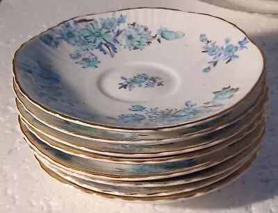 Buy Blue And Gold Floral 8 Saucers Signed Ri 168057 • 4.99£