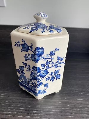 Buy Vintage Floral Hexagonal Blue And White Vase • 4.99£