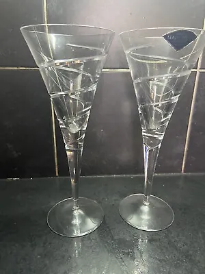 Buy Pair Rayware Lead Crystal Glass Flutes • 14.50£