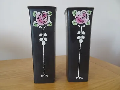 Buy Shelley - A Pair Of Square Form Art Nouveau Vases • 34.95£