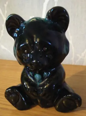 Buy Vintage Blue Mountain Pottery Teddy Bear Black And Green Drip Glaze • 12£
