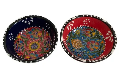 Buy Turkish Hand Made Mini Dip Bowls Hand Painted Colourful Ceramic Set Of 2 • 14.50£