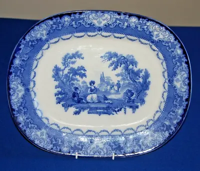Buy Antique Large Doulton Burslem Watteau Flow Blue Oval Platter. 33.5cms X 27.5cms, • 59.99£