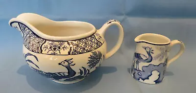 Buy Vintage Wood & Sons - Yuan - Blue And White Milk Jug & Small Creamer • 12£