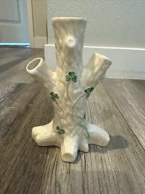 Buy Vintage Belleek Irish Porcelain China Shamrock Tree Stump Bud Vase Stamped • 25.88£