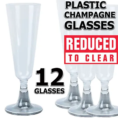 Buy Plastic Champagne Flutes Reusable  Glasses Clear Party Tableware • 8.99£