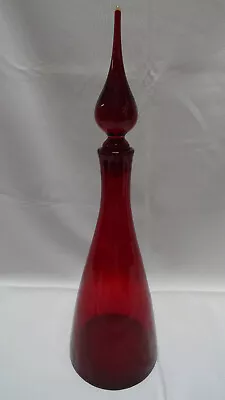 Buy Vintage Pilgrim Glass Ruby Red Crackle MCM Decanter/Genie Bottle & Stopper - 15  • 169.55£