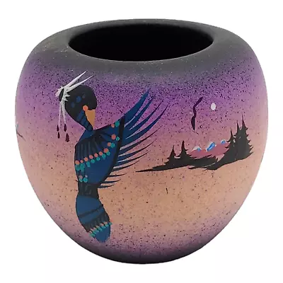 Buy Handmade Navajo Pottery Planter Vase, 3  Purple Black Cedar Mesa Mystique Maiden • 22.25£