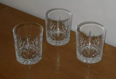 Buy 3 X Cut Glass Crystal Whisky Tumblers 8.5 Cm Tall - VGC • 9.50£