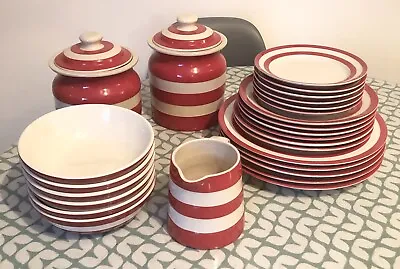 Buy Tg Green Cornishware Red And White Plates Bowls Canisters And Jug Size In Photos • 280£