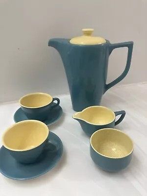 Buy Stylish Elijah Cotton Lord Nelson Ware 1950s Olive Green And Yellow Coffee Set • 1£