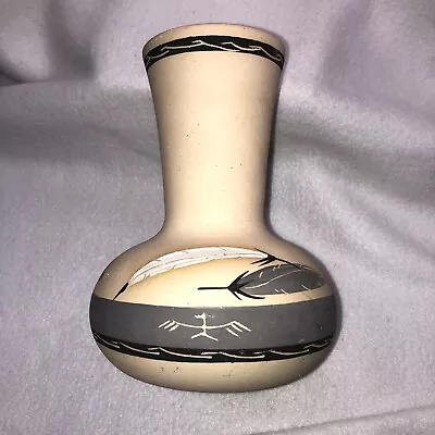 Buy Grey Feather Desert Pueblo Pottery 7” Vase Signed Dated 1985 Southwest Vtg #31 • 24.12£
