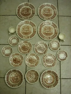 Buy 18 Piece Alfred Meakin China Fair Winds Brown Dishes Staffordshire England • 132.30£