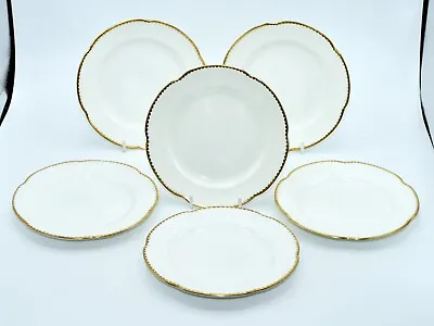 Buy Set Of 6 George Jones Crescent China  White & Gold  Scalloped Side Plate • 45£