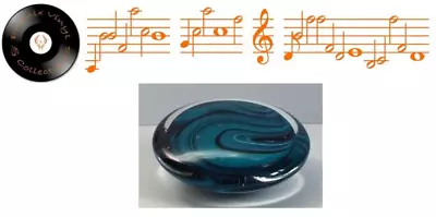 Buy Vintage Large Mdina Abstract Blue Black Swirl Glass Paperweight Signed On Base • 44.99£