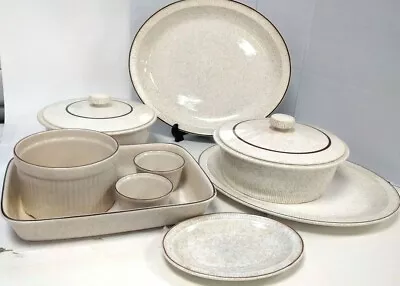Buy VINTAGE POOLE POTTERY - 9 Piece - Neutral Design - Serving Bowls, Souffle Dish • 30£
