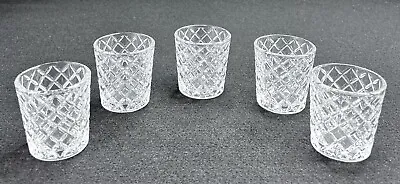 Buy Votive Candle/Tea Light Holder Clear Cut Glass Diamond Pattern Set Of 5 EUC! • 13.43£