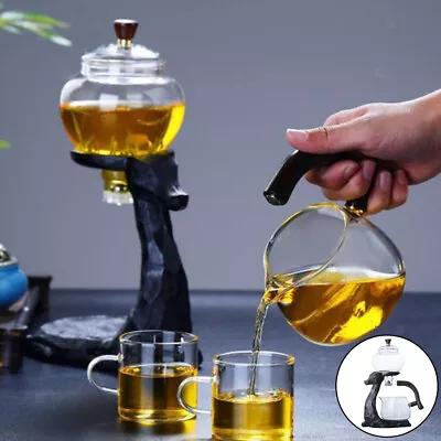 Buy Kungfu Glass Tea Set Set Tea Maker Semi-Automatic Glass Teapot Suit Kitchen Bar • 37.76£