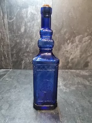 Buy Vintage Decorative Blue Glass Corked Bottle 12  • 25£