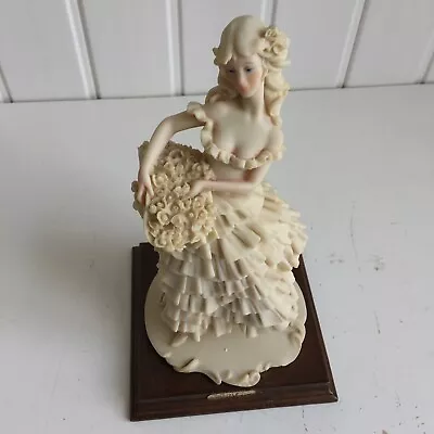Buy A Belcari Capodimonte Dear Lady Flower Seller Figurine On Wooden Base CH • 5£