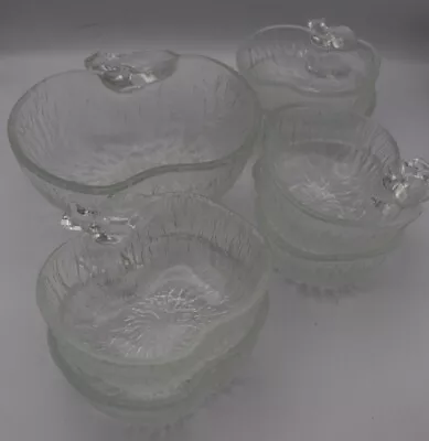 Buy Vintage Ravenhead Siesta Apple Glass Dessert Bowls Set 1x Large 6x Small C1970s • 17.99£